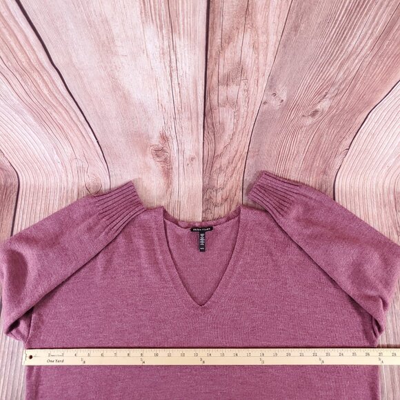 Eileen Fisher Womens XL Extra Fine Merino Wool V-Neck Box Top Sweater Purple - Picture 11 of 12
